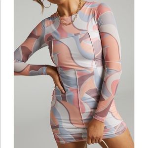 Showpo long sleeve mesh mini dress in retro style